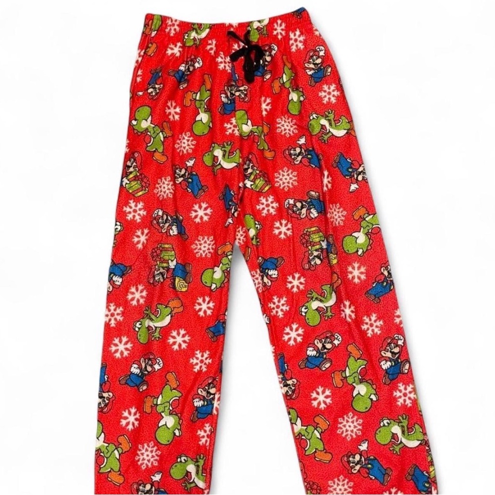 Super Mario &‎ Yoshi Christmas Snowflake Fleece Pajama Pants